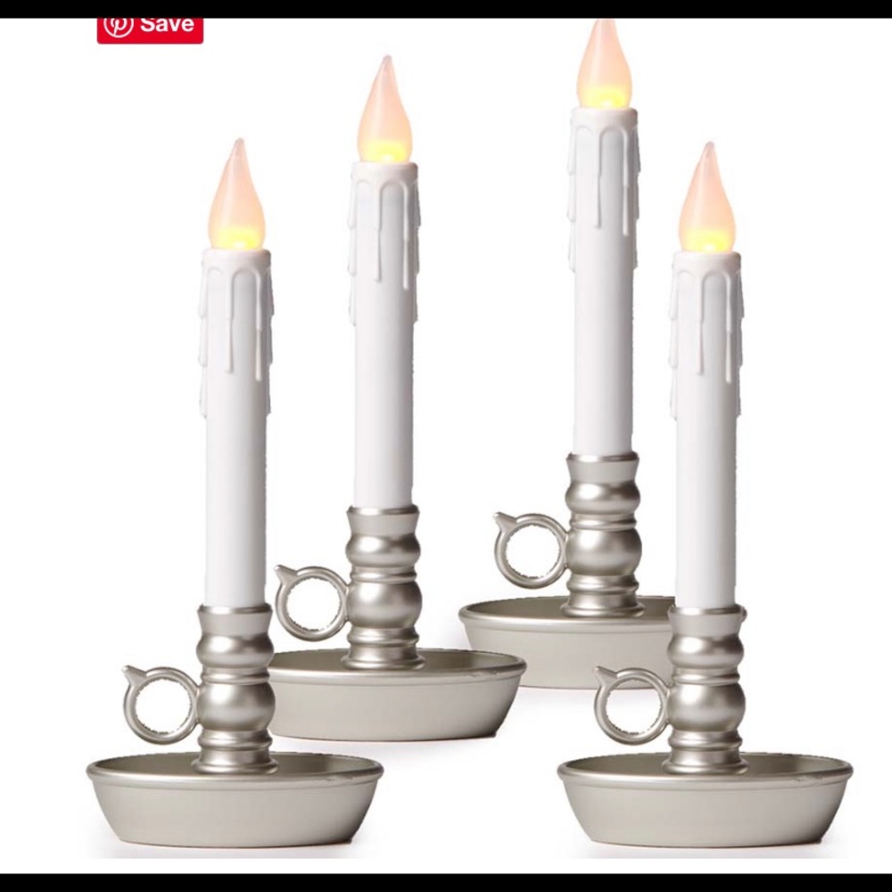 Plow and Hearth battery operated colonial window candles 4pack, pewter/silver